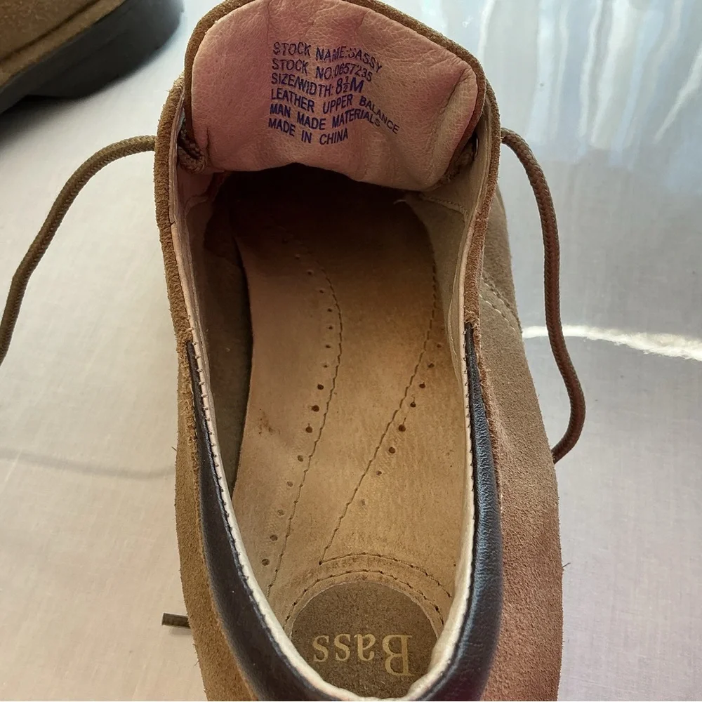 Bass Sassy Suede Oxford Shoes Tan Leather Upper Women’s 8.5M